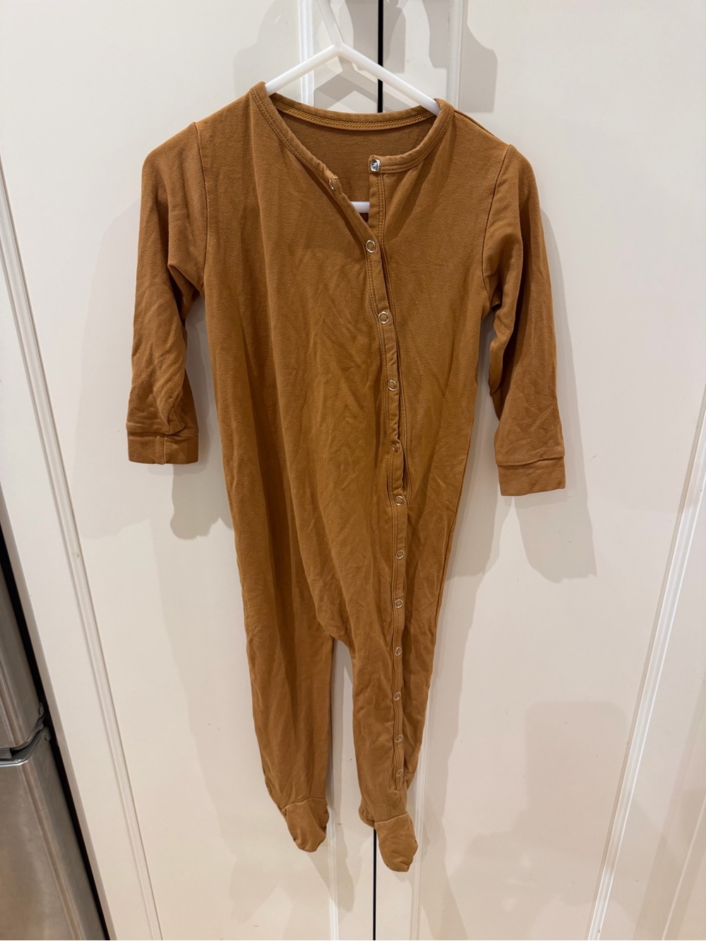 Brown 12-18m bamboo Snug Footed One-Piece Pajamas